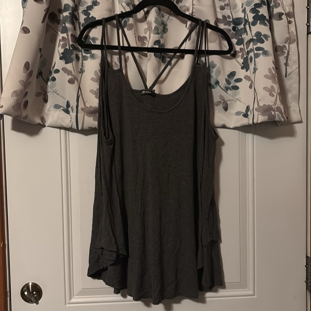 dark gray shirt